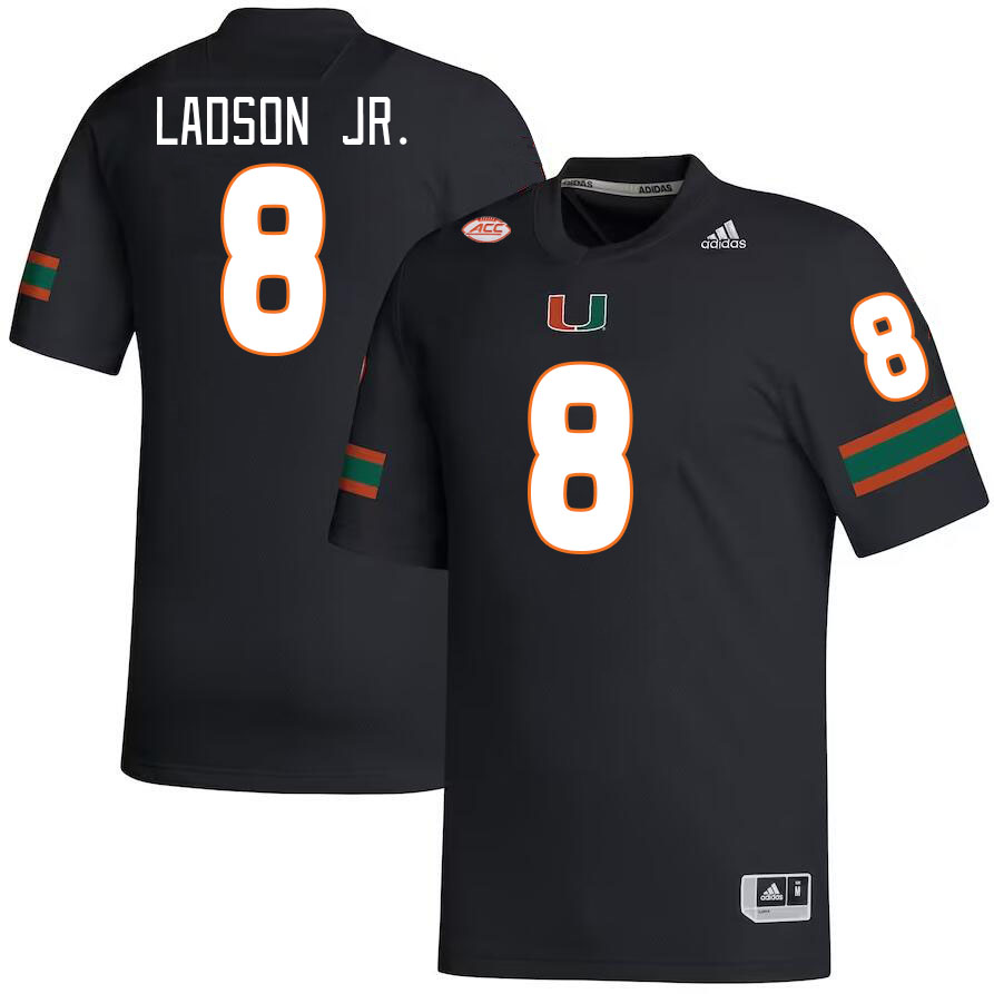 Men #8 Frank Ladson Jr. Miami Hurricanes College Football Jerseys Stitched-Black - Click Image to Close